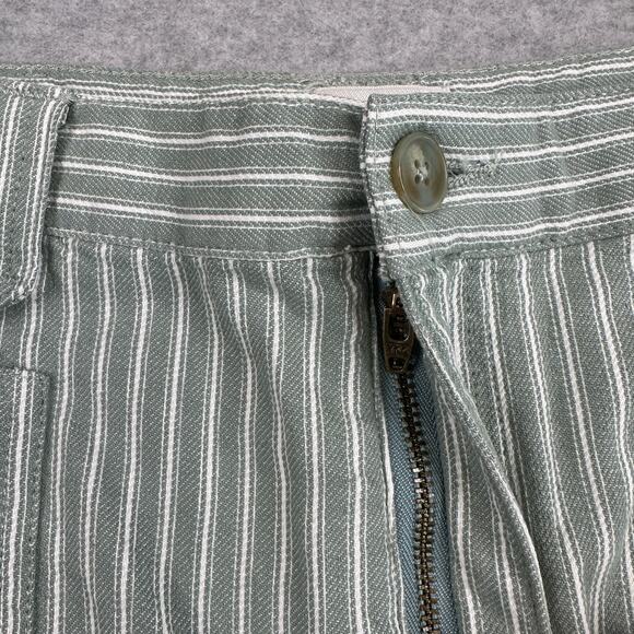 Joie Charlotte Short SZ 32 Green White Striped High Rise Rolled Hem Side Pockets - Picture 4 of 7